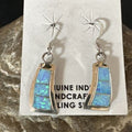 Navajo Blue Faux Opal Inlay Dangle Earrings | Sterling Silver | 1" | Authentic Native American Handmade | 17439