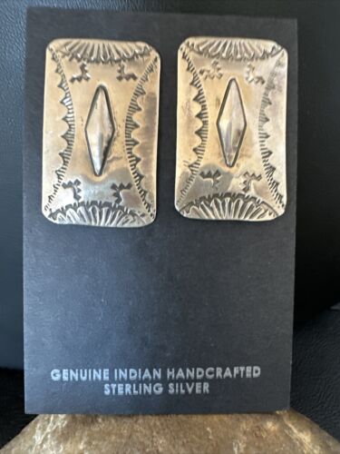 Navajo Stamped Sterling Silver Handmade Earrings | Authentic Native American | 15847