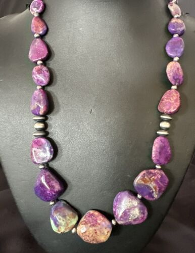 Navajo Pearl Purple Mojave Turquoise Pendant Necklace | Sterling Silver | Authentic Native American Handmade | 21" | 17500