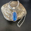 Men's Women's Blue Fire Opal Navajo Pendant | Sterling Silver | Authentic Native American Handmade | 16482