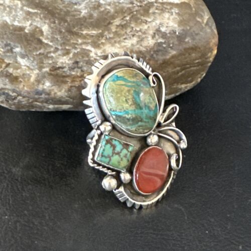 Navajo Blue Turquoise Cluster Ring | Authentic Native American Sterling Silver | Multi-Stone | Sz 10 | 14840 - Masha USA
