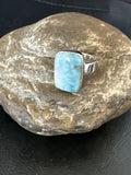 Navajo Blue Larimar Ring | Sterling Silver | Sz 8 | Authentic Native American Handmade | 17590