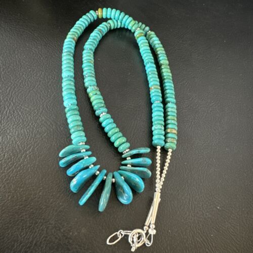 Men's Navajo Blue Turquoise Necklace | Sterling Silver | 20" | Authentic Native American Handmade | 15770