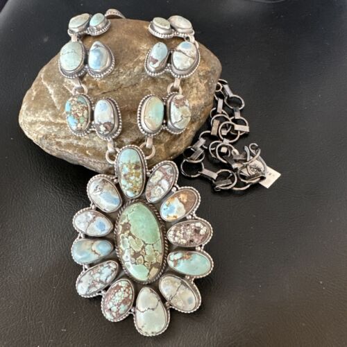 Navajo Blue Golden Hills Turquoise Lariat Necklace Pendant | 16181 | Authentic Native American Handmade