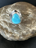 Navajo Sterling Silver Blue Kingman Turquoise Ring | Sz 8 | Authentic Native American Handmade | 17597