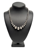 Hand Stamped Navajo Pearls Graduated Sterling Silver Necklace | 23" | Native American | 93323