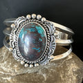 Men's Women's Navajo Blue Turquoise Cuff Bracelet | Sterling Silver | Authentic Native American Handmade | 18879