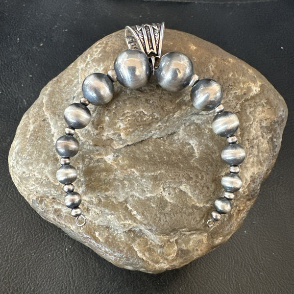 Naja Navajo Beads Pendant 2.5" | Sterling Silver | Authentic Native American Handmade | 18923