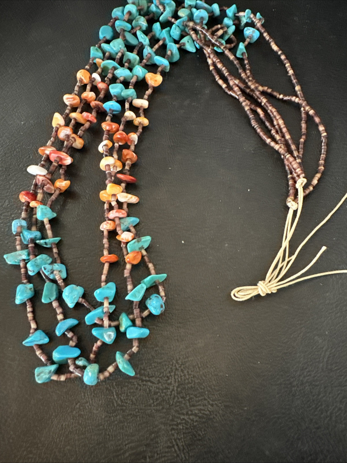 Blue Kingman Turquoise Spiny Shell 3 Strand Santo Domingo Necklace 28" 18893