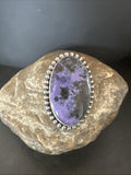 H Joe Purple Charoite Navajo Oval Ring Size 7.5 | Sterling Silver | Authentic Native American Handmade | 18963