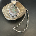 Yazzie Navajo Blue Rustic Turquoise Necklace Pendant 2.75" | Sterling Silver | Authentic Native American Handmade | 18998