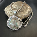 Yazzie Navajo Blue Rustic Turquoise Necklace Pendant | Sterling Silver | Authentic Native American Handmade | 18972