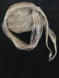 Native American Heishi Tubes Necklace | 30 Strands Liquid Sterling Silver | 23" | 8481