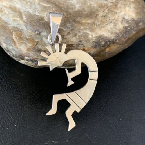 Navajo Kokopelli Pendant | Stamped Sterling Silver | 2.25" | Authentic Native American Handmade | 13682