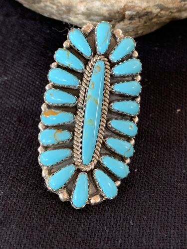 Navajo Blue Cluster Turquoise Needlepoint Ring | Authentic Native American Sterling Silver | Multi-Stone | Sz 6.5 | 614 - Masha USA