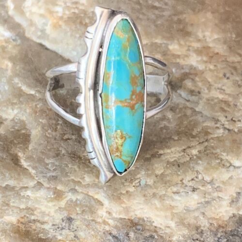 Southwestern Navajo Blue Kingman Turquoise Ring | Sterling Silver | Sz 9 | 13528