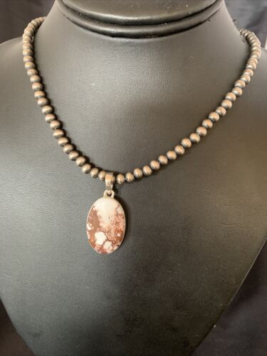 Men's Navajo Wild Horse Turquoise Pendant Necklace | Sterling Silver | Authentic Native American Handmade | 12818