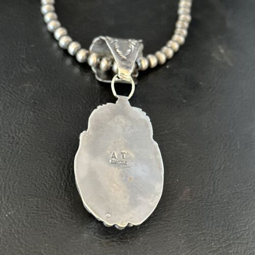 Navajo Pearls Orange Spiny Oyster Necklace Pendant | Sterling Silver | Authentic Native American Handmade | 14719