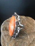 Men's Navajo Spiny Oyster Ring | Sterling Silver | Sz 8.5 | Authentic Native American Handmade | 8150