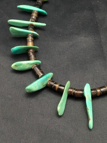 Navajo Green Turquoise & Bone Bead Necklace | Sterling Silver | 20" | Authentic Native American Handmade | 3282