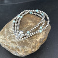 Navajo Pearls Blue Turquoise Bracelet | Sterling Silver | 3-Strand | Authentic Native American Handmade | 13588