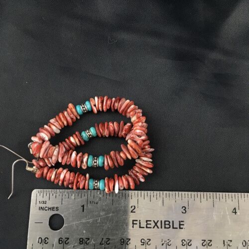 Southwestern Turquoise Spiny Oyster Earrings | Sterling Silver | 2.25" | 1967