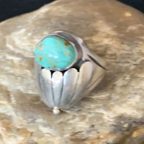 Native American Men's Navajo Green Royston Turquoise Ring | Sterling Silver | Sz 11 | 13857