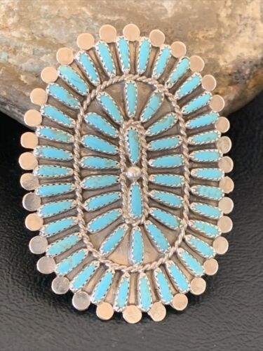 Navajo Zuni Turquoise Multi-Stone Needle Point Ring | Authentic Native American Sterling Silver | Sz 8.5 | 11562