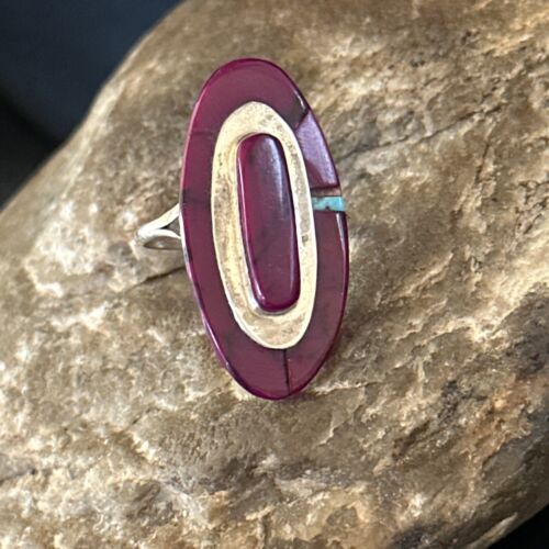 Navajo Purple Sugilite Inlay Ring | Sz 8 | Authentic Native American Handmade | 14453