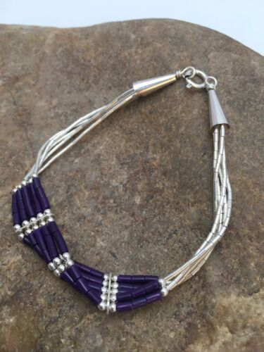 Southwestern Liquid Silver Purple Sugilite Heishi 5-Strand Bracelet | Sterling Silver | 7" | 13599