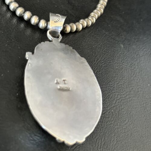 Navajo Bumblebee Jasper Pendant Necklace | Sterling Silver | Authentic Native American Handmade | 14247