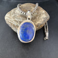Native American Men's Navajo Pearls Necklace Pendant | Sterling Silver Lapis | 14467