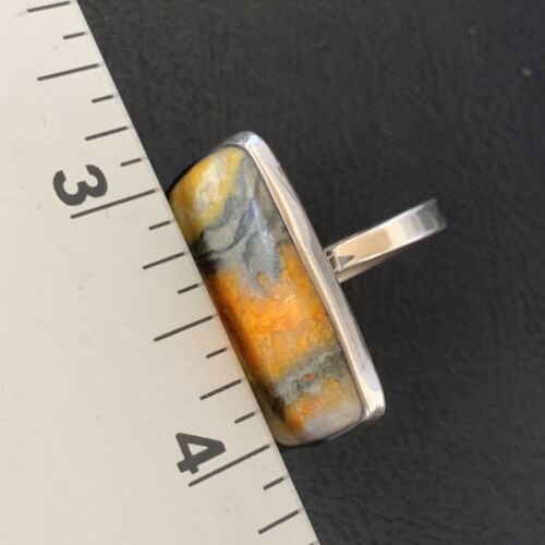 Navajo Bumble Bee Jasper Ring | Sterling Silver | Sz 8 Adjustable | Authentic Native American Handmade | 11539