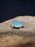Authentic Native American Zuni Sterling Silver Turtle Pin Pendant | Blue Turquoise | Handmade | 2805