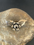 Vintage Navajo Sterling Silver Flower Leaf Pin Brooch | 1.65" | Authentic Native American Handmade | 1460