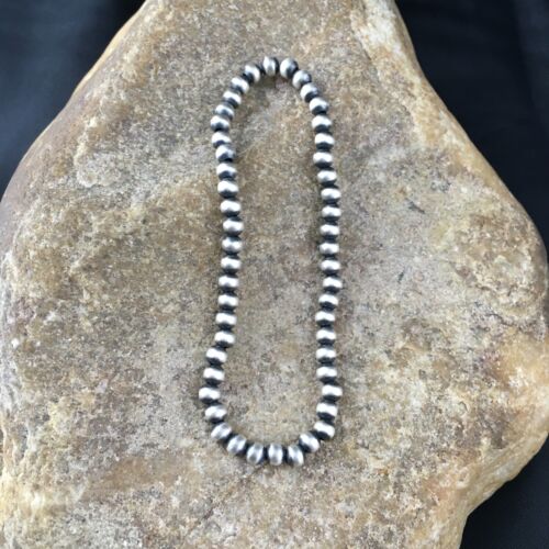 Navajo Pearls 4mm Beads | 8" Stretch Sterling Silver Bracelet | Authentic Native American