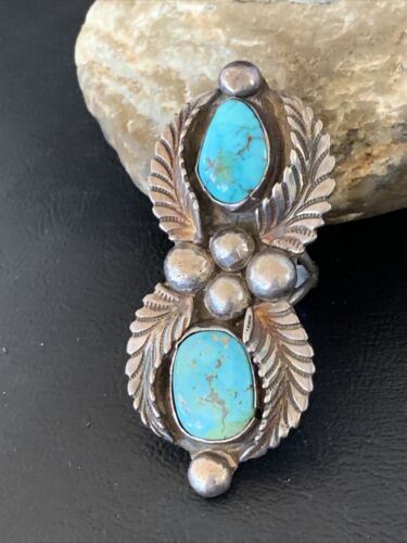 Navajo Blue Royston Turquoise Multi-Stone Ring | Authentic Native American Sterling Silver | Sz 9 | 12064