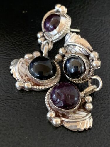 Navajo Purple Sugilite Dangle Earrings | Sterling Silver | Authentic Native American Handmade | 1595