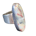 Navajo Men's White Black Cinnabrite Ring | Sterling Silver | Sz 7.5 | Authentic Native American Handmade | 1554
