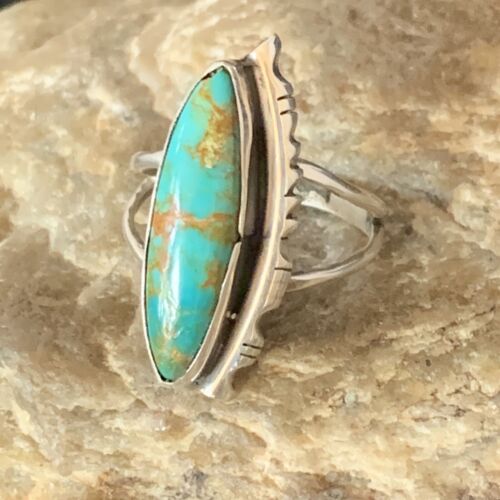 Southwestern Navajo Blue Kingman Turquoise Ring | Sterling Silver | Sz 9 | 13528