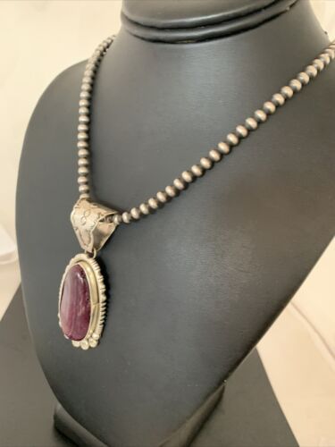 Navajo Purple Spiny Oyster Pendant | Sterling Silver Pearls | Authentic Native American Handmade | 2140