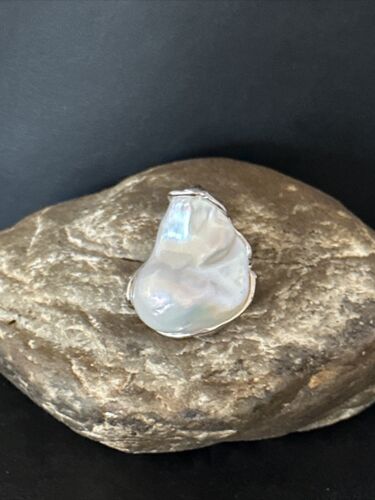 Women's White Baroque Pearl Adjustable Ring | Sterling Silver | Sz 7.5 | 14261