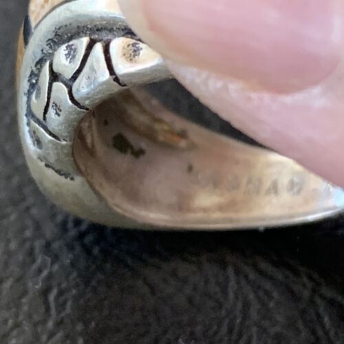Navajo Black Onyx Coffee Tigers Eye Inlay Ring | Sterling Silver | Sz 6.5 | 10737