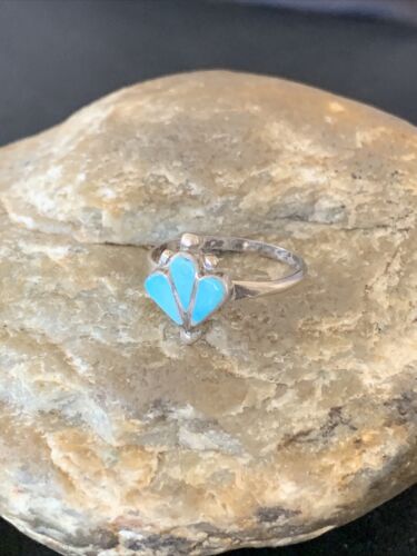 Southwestern Old Pawn Navajo Blue Turquoise Ring | Sterling Silver | Sz 8 | 10784