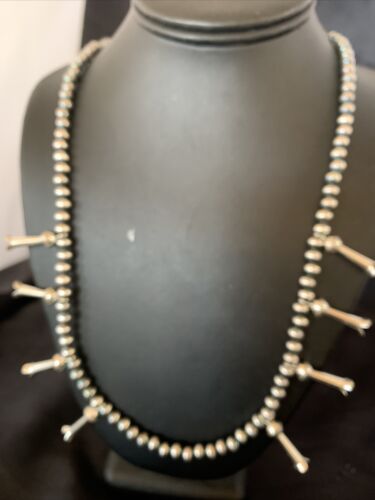 Navajo Pearl Necklace | 6mm Sterling Silver Beads | 24" | Authentic Native American Handmade | 12266