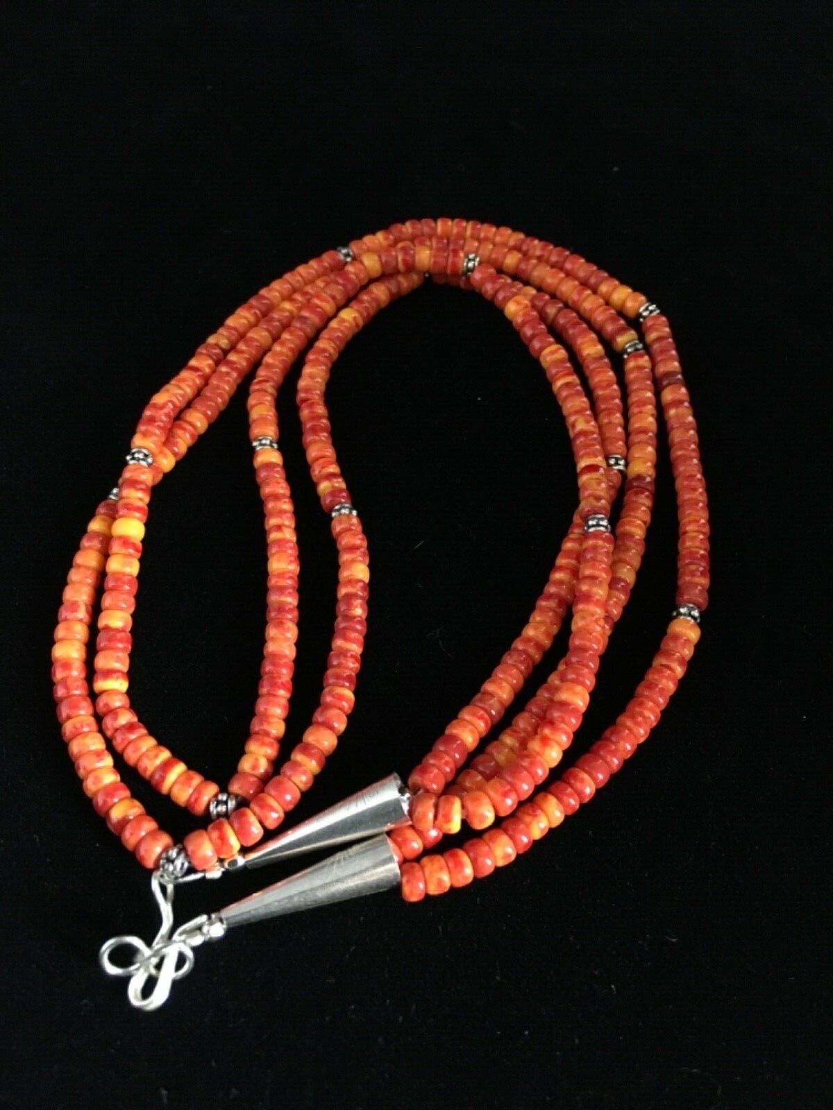 Southwestern Red Orange Spiny Heishi Necklace | Sterling Silver | 20" | 1782