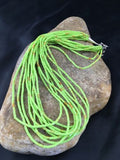 Navajo Green Gaspeite Heishi Necklace | 10 Strand | Sterling Silver | 17" | 10256