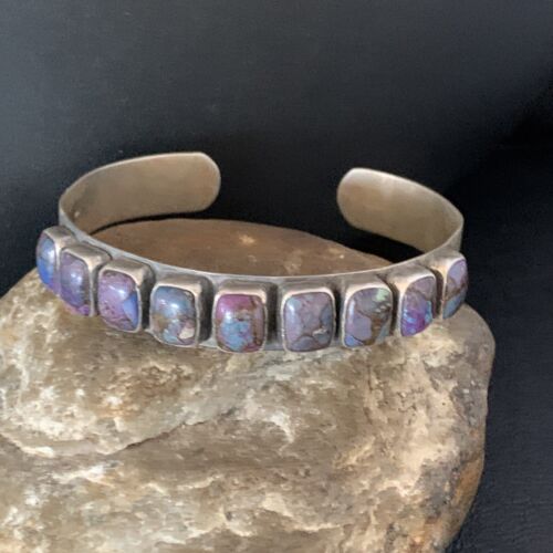 Navajo Purple Sugilite Row Cuff Bracelet | Sterling Silver | Authentic Native American Handmade | 14211