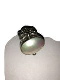 Southwestern Navajo White Mabe Pearl Ring | Sterling Silver | Sz 8 | 01726