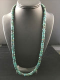 Native American Green Turquoise Heishi Necklace | Sterling Silver | 26" | 13901